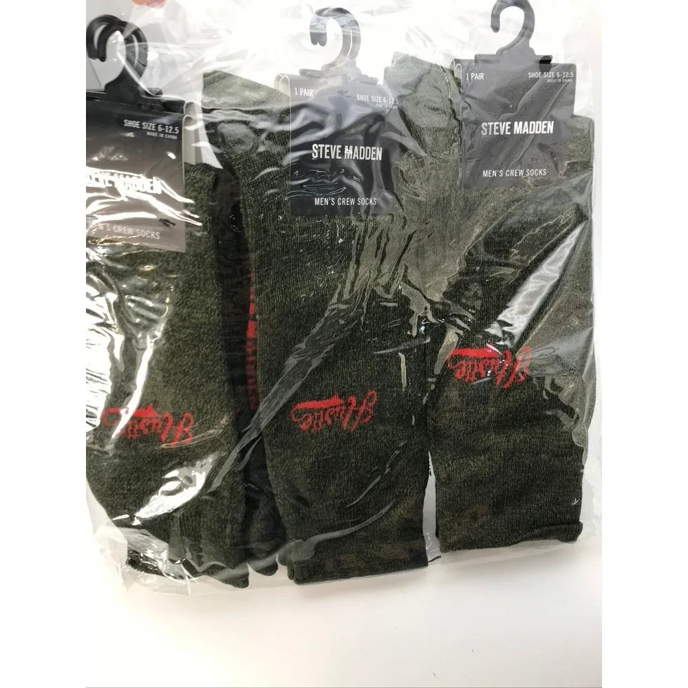 Steve Madden Mens Crew Socks 6 Pack Green Camo Casual Shoe Size 6-12.5‎ MSM43710